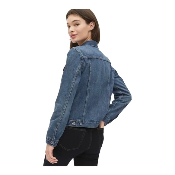 GAP Womens Icon Saddle Blue Denim Long Sleeve Cotton Pockets Jean Jacket Size XS - Picture 2 of 10